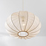 Japandi Ecruva pendant lamp – round shade made of light beige fabric, Ø50 cm