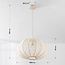 Japandi Ecruva pendant lamp – round shade made of light beige fabric, Ø50 cm