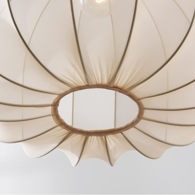 Wivra fabric pendant lamp – Japandi style with light beige shade in a soft square shape