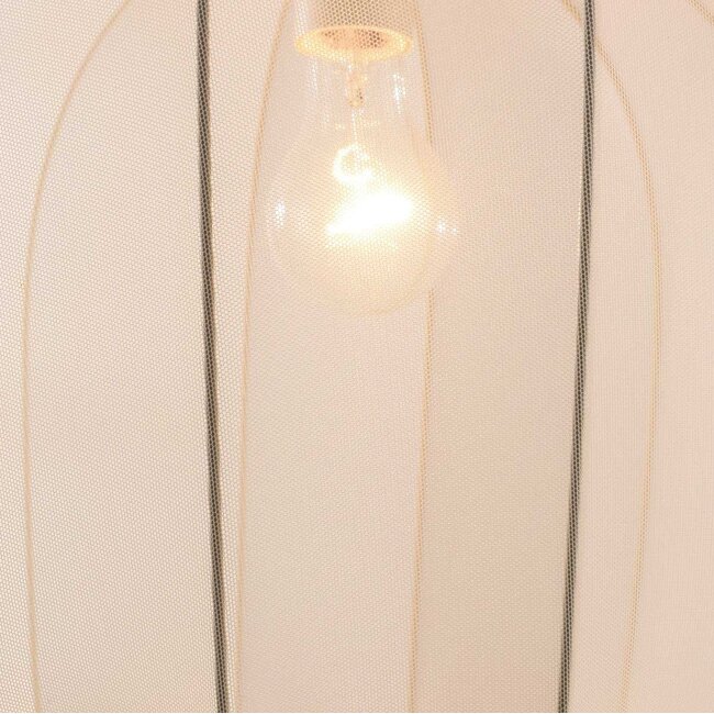 Fabric pendant light Wivra – Japandi style with light beige shade in a soft square shape