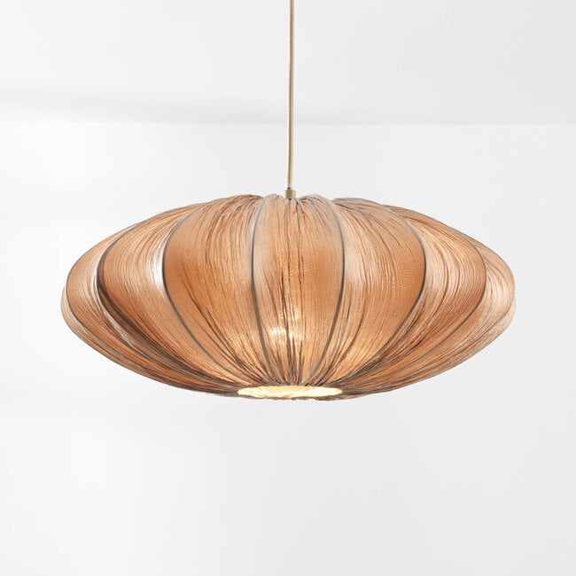 pendant light Creora with fabric shade - warm brown