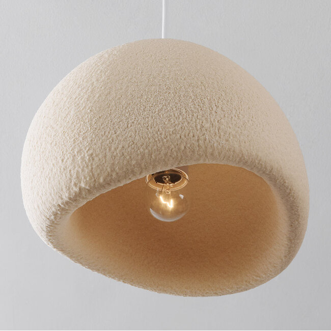 3-light Wabi-Sabi pendant lamp Ishi with sand beige stone effect - 3 x 30 cm