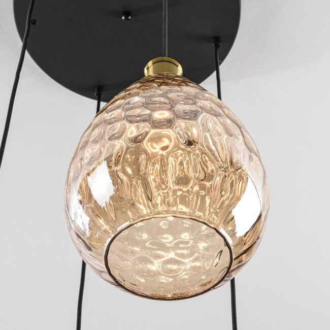 4-light pendant light Nilo - amber glass