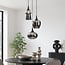 3-light pendant light Zian - black with smoked glass and mirror effect
