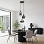 3-light pendant light Zian - black with smoked glass and mirror effect