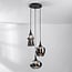 3-light pendant light Zian - black with smoked glass and mirror effect