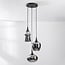 3-light pendant light Zian - black with smoked glass and mirror effect