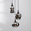 3-light pendant light Zian - black with smoked glass and mirror effect