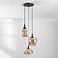 3-light pendant light Zian - black with amber glass in various shapes