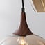3-light pendant light Zian - black, wood look and amber glass in various shapes