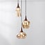 3-light pendant light Zian - black, wood look and amber glass in various shapes