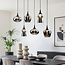 6-light pendant lamp Lior Black with smoked glass and Mirror effect shades in various shapes