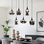 6-light pendant light Lior - black with smoked glass and mirror-effect shades in various shapes