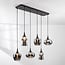 6-light pendant light Lior - black with smoked glass and mirror-effect shades in various shapes
