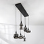 6-light pendant lamp Lior Black with smoked glass and Mirror effect shades in various shapes