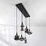 6-light pendant light Lior - black with smoked glass and mirror-effect shades in various shapes