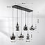 6-light pendant light Lior - black with smoked glass and mirror-effect shades in various shapes