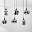 6-light pendant lamp Lior Black with smoked glass and Mirror effect shades in various shapes