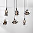 6-light pendant light Lior - black with smoked glass and mirror-effect shades in various shapes