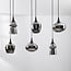 6-light pendant light Lior - black with smoked glass and mirror-effect shades in various shapes