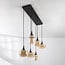 6-light pendant light Lior - black with amber glass in various shapes