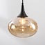 6-light pendant light Lior - black with amber glass in various shapes