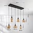 6-light pendant light Lior - black with amber glass in various shapes