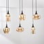 6-light pendant light Lior - black with amber glass in various shapes