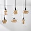 6-light pendant light Lior - black with amber glass in various shapes