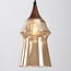 6-light pendant light Lior black - wood look and amber glass in various shapes
