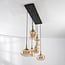 6-light pendant light Lior - gold with amber glass