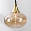 6-light pendant light Lior - gold with amber glass