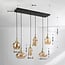 6-light pendant light Lior - gold with amber glass
