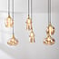 6-light pendant light Lior - gold with amber glass