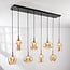 8-light pendant light Cael - gold with amber glass