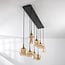 8-light pendant light Cael - gold with amber glass