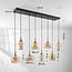 8-light pendant light Cael - gold with amber glass