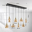 Pendant light Cael gold with amber glass in various shapes – 8-light