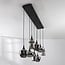 8-light pendant light Cael - black with smoked glass and mirror effect