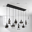 Cael pendant light in black with smoked glass and mirror effect in various shapes – 8-light