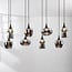 8-light pendant light Cael - black with smoked glass and mirror effect