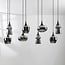 8-light pendant light Cael - black with smoked glass and mirror effect