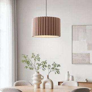 Modern Ripla pendant lamp with round linen shade – mocha brown