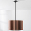 Modern pendant light Ripla with round linen shade - mocha brown