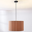 Modern pendant light Ripla with round linen shade - mocha brown