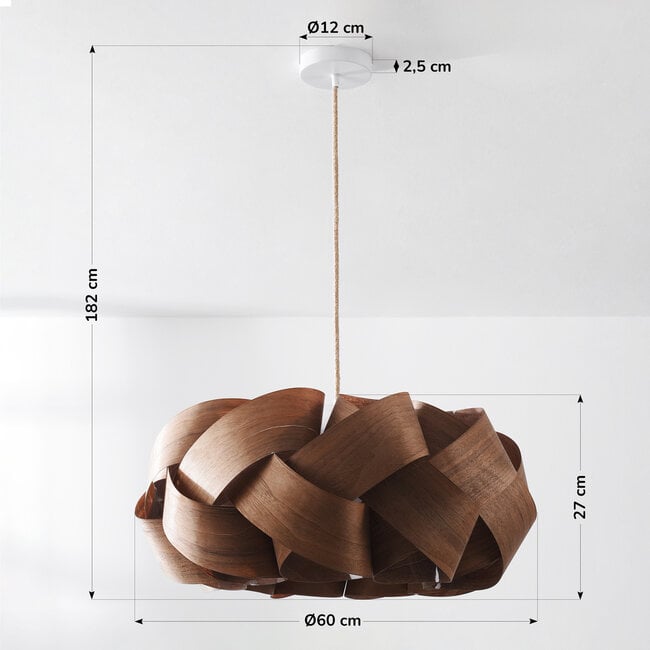 pendant light Weave in walnut veneer - Ø60 cm