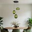 3-light pendant light Fabrica - green fabric lanterns