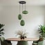 3-light pendant light Fabrica - green fabric lanterns