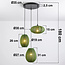 3-light Japandi pendant lamp with green fabric lanterns - Fabrica