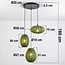 3-light pendant light Fabrica - green fabric lanterns